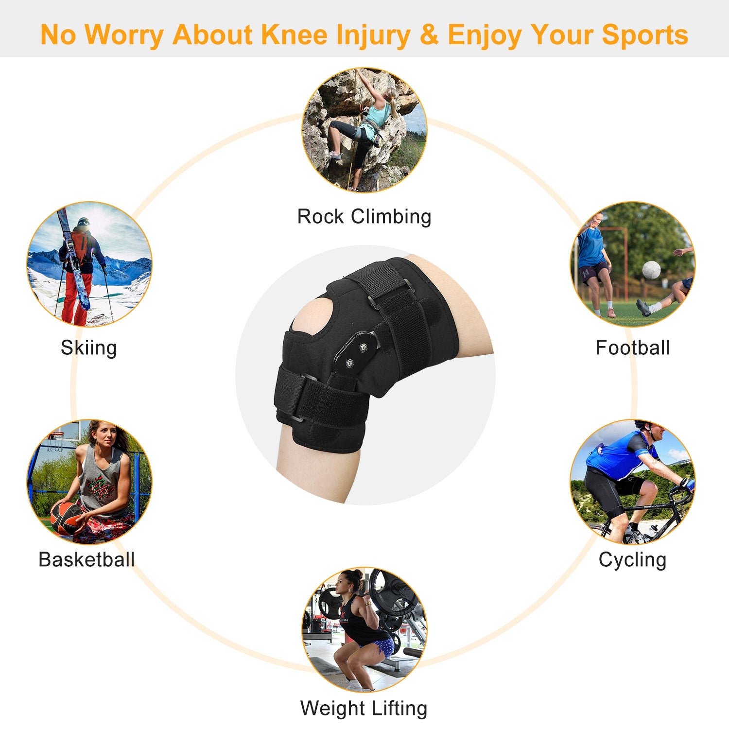 [vendor] Sport Knee Brace Adjustable Open Patella Knee Support