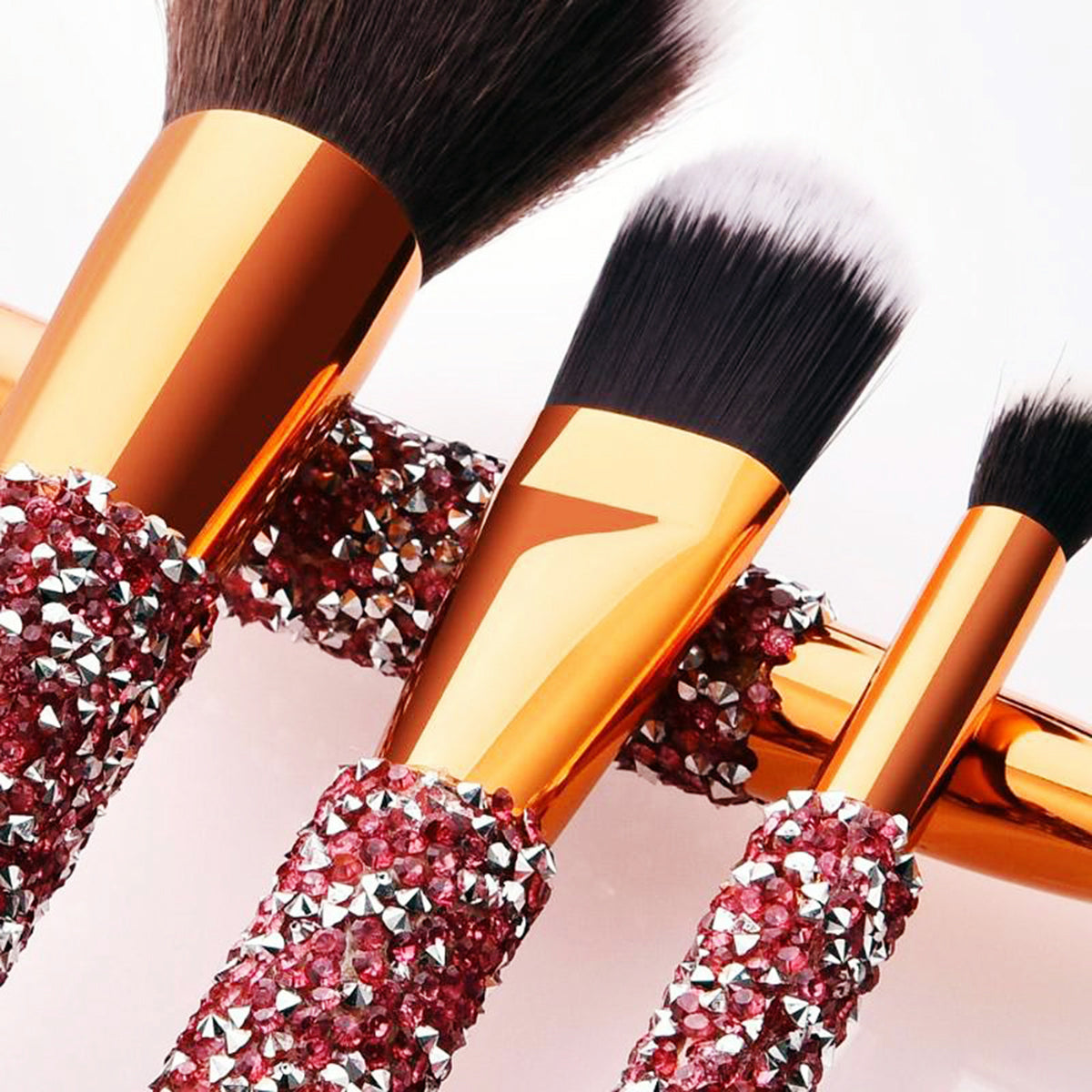 [vendor] 10Pcs Luxury Makeup Brush Set Diamond Rivet Handle