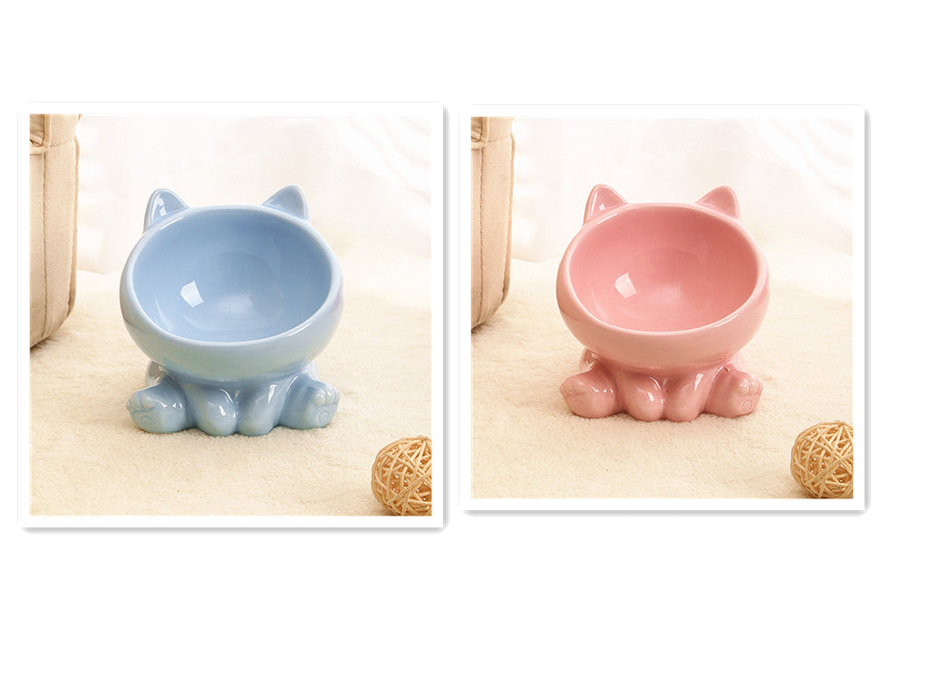 [vendor] Ceramic Cat Bowl Cat Bowl Cat Food Bowl Neck Guard Oblique Mouth