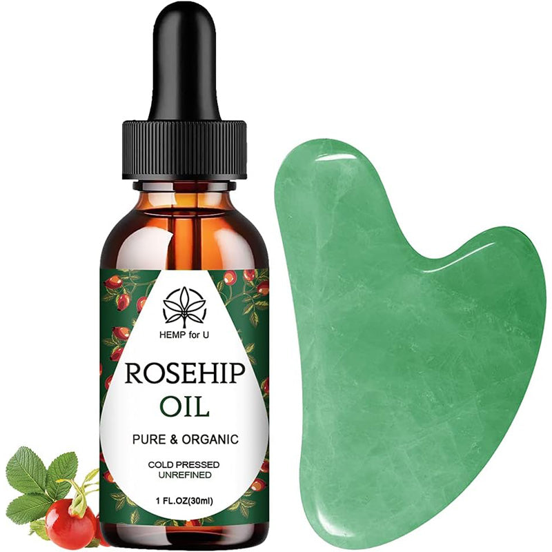 [vendor] Gua Sha Massage Tools & Rosehip Oil In One Set, Nature