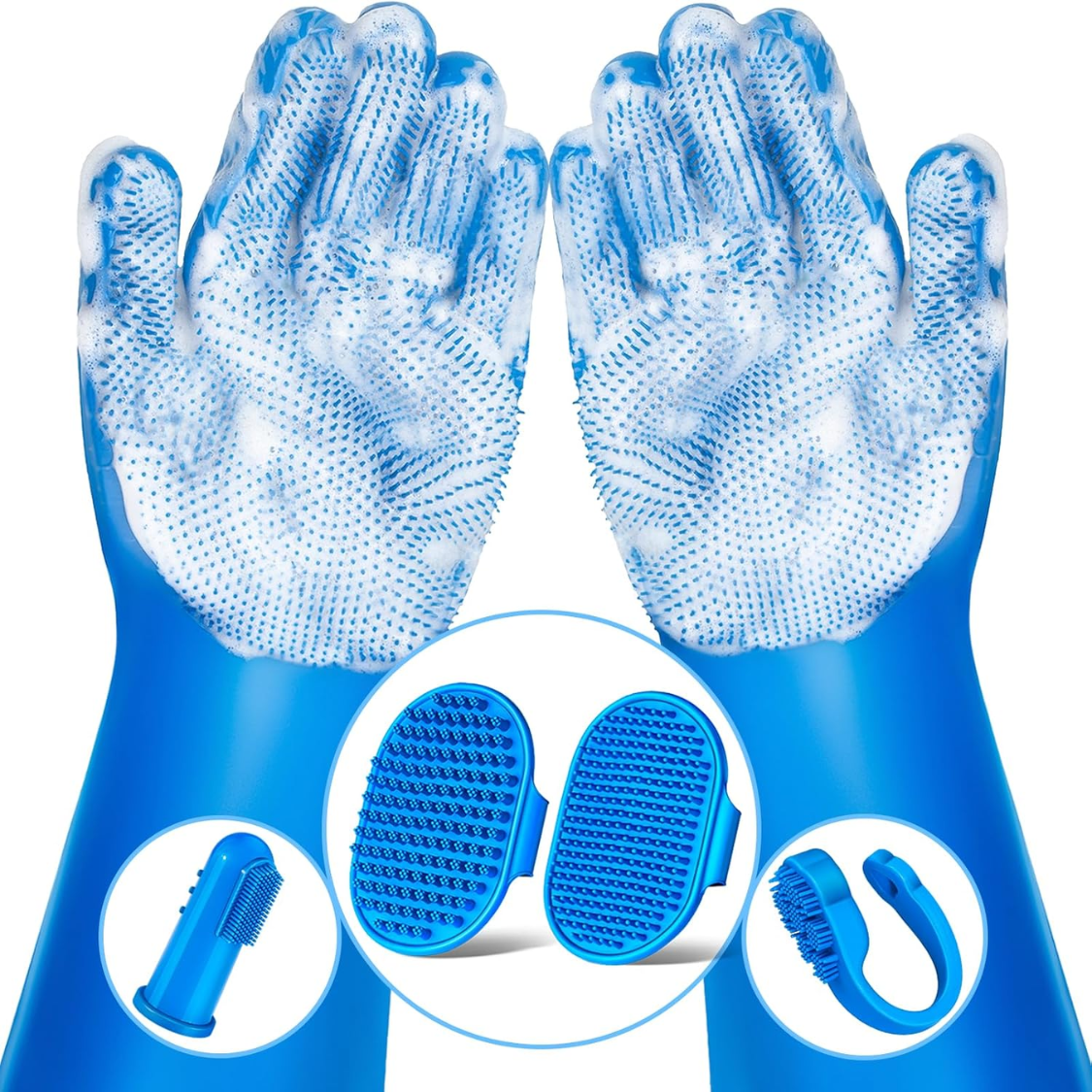 [vendor] 6PCS Grooming Bath Supplies For Dogs, Cats Dog Washing Gloves Dog