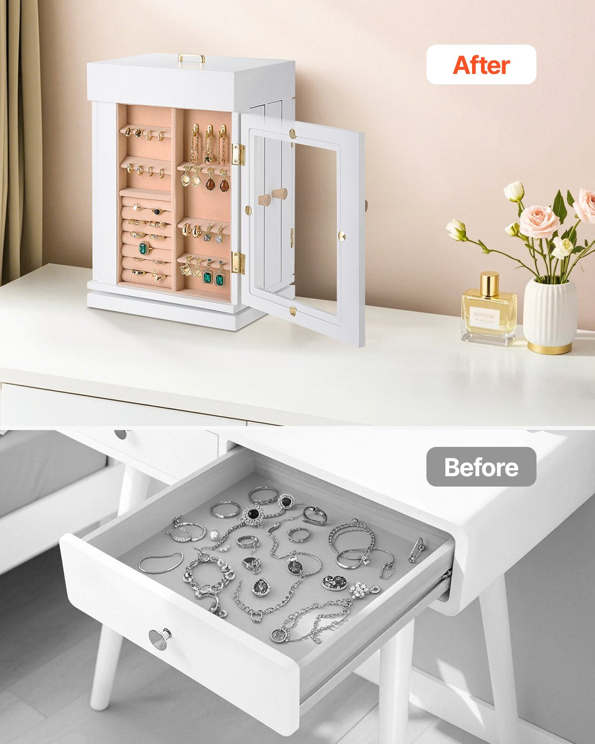 [vendor] Jewelry Box, 360° Rotating Jewelry Organizer With