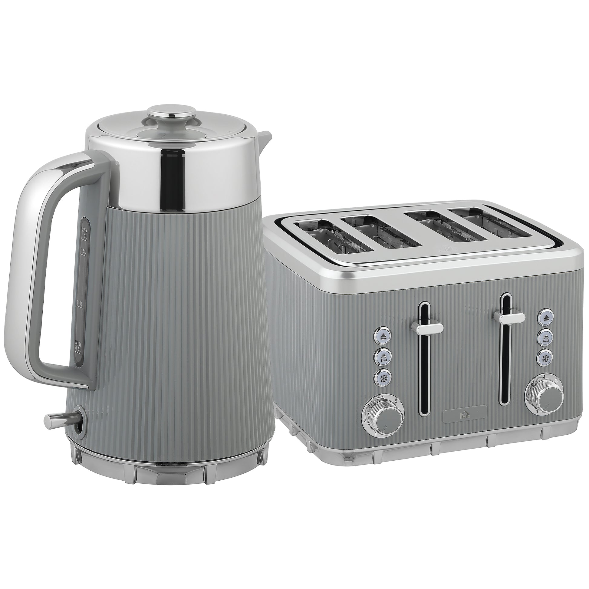 [vendor] Electric Stainless Steel Kettle And Toaster Set, 3000W
