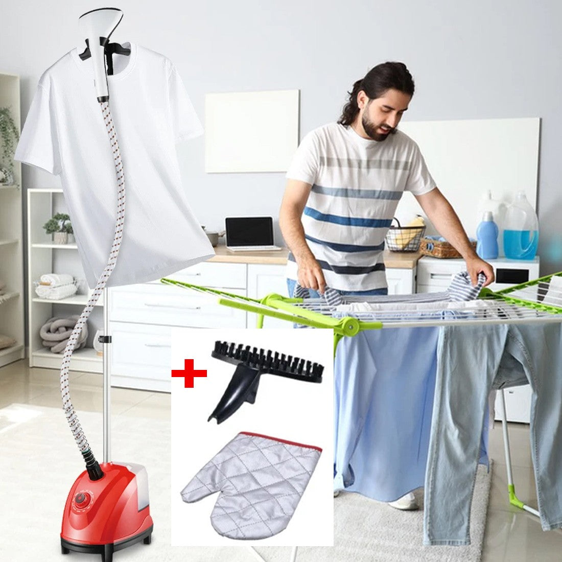[vendor] 1800W Upright Vertical Garment Clothes Steamer 1.5L 11