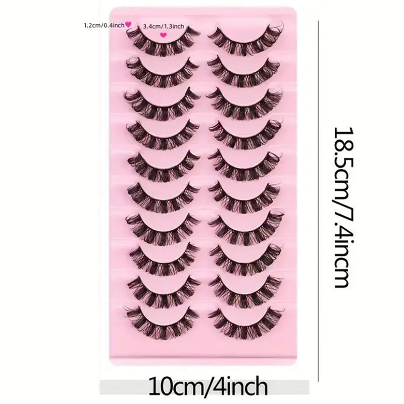 [vendor] 10 Pairs False Lashes Eyelashes Extension Cluster, Faux