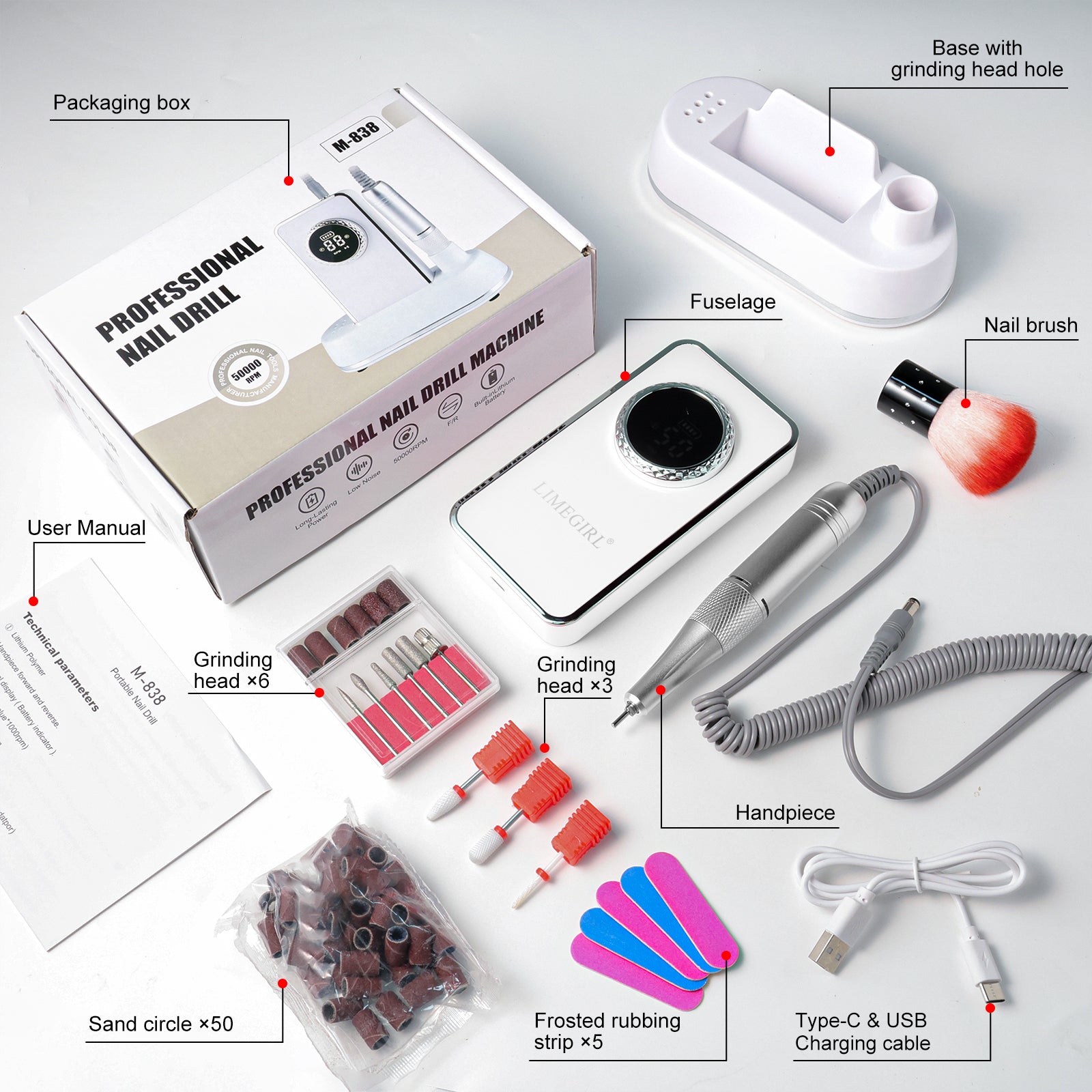 [vendor] 50000RPM Professional Electric Nail File Kit -