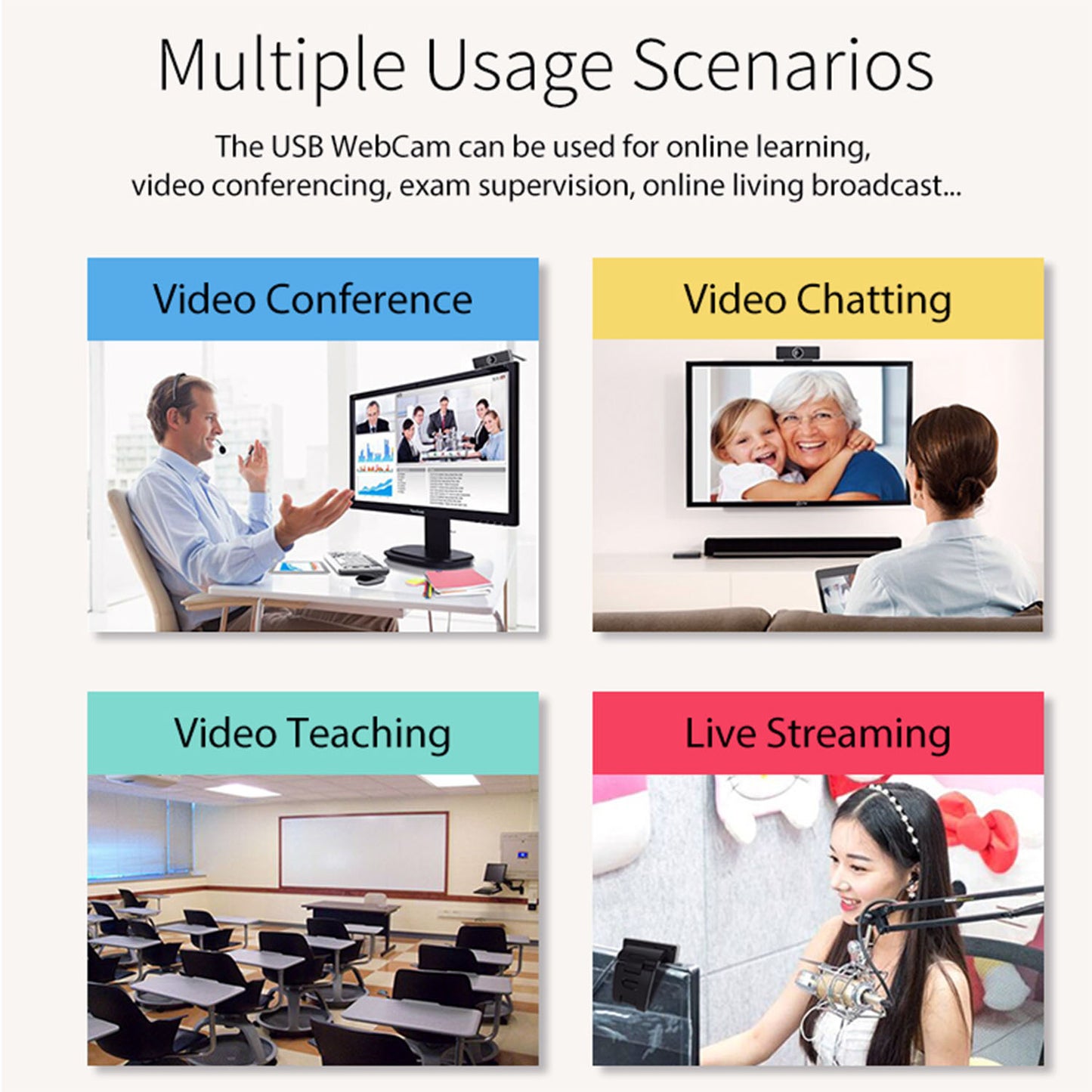 [vendor] 1Pc FHD 1080P Webcam USB PC Computer Webcam Auto Focus