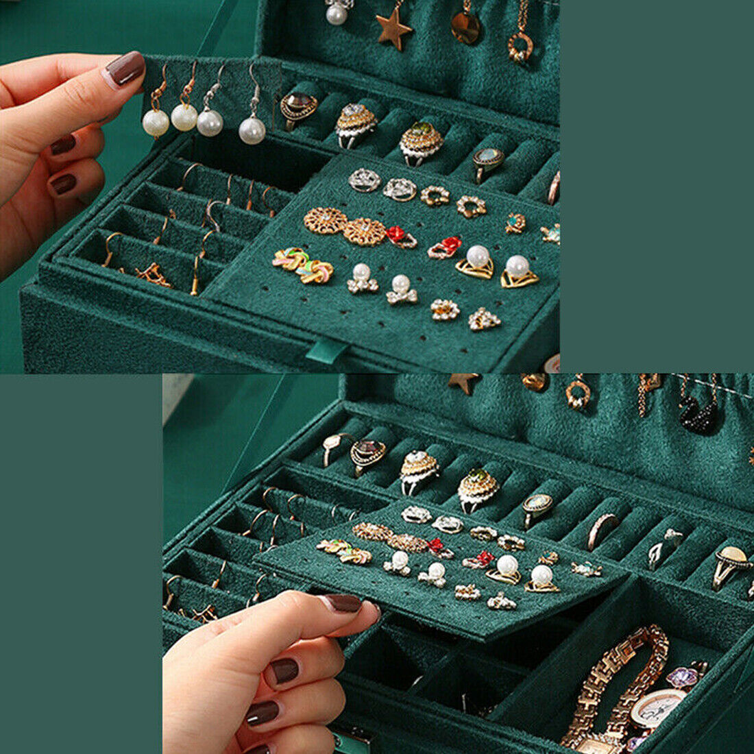 [vendor] 3 Layer Large Jewelry Box, Necklace Jewelry Storage