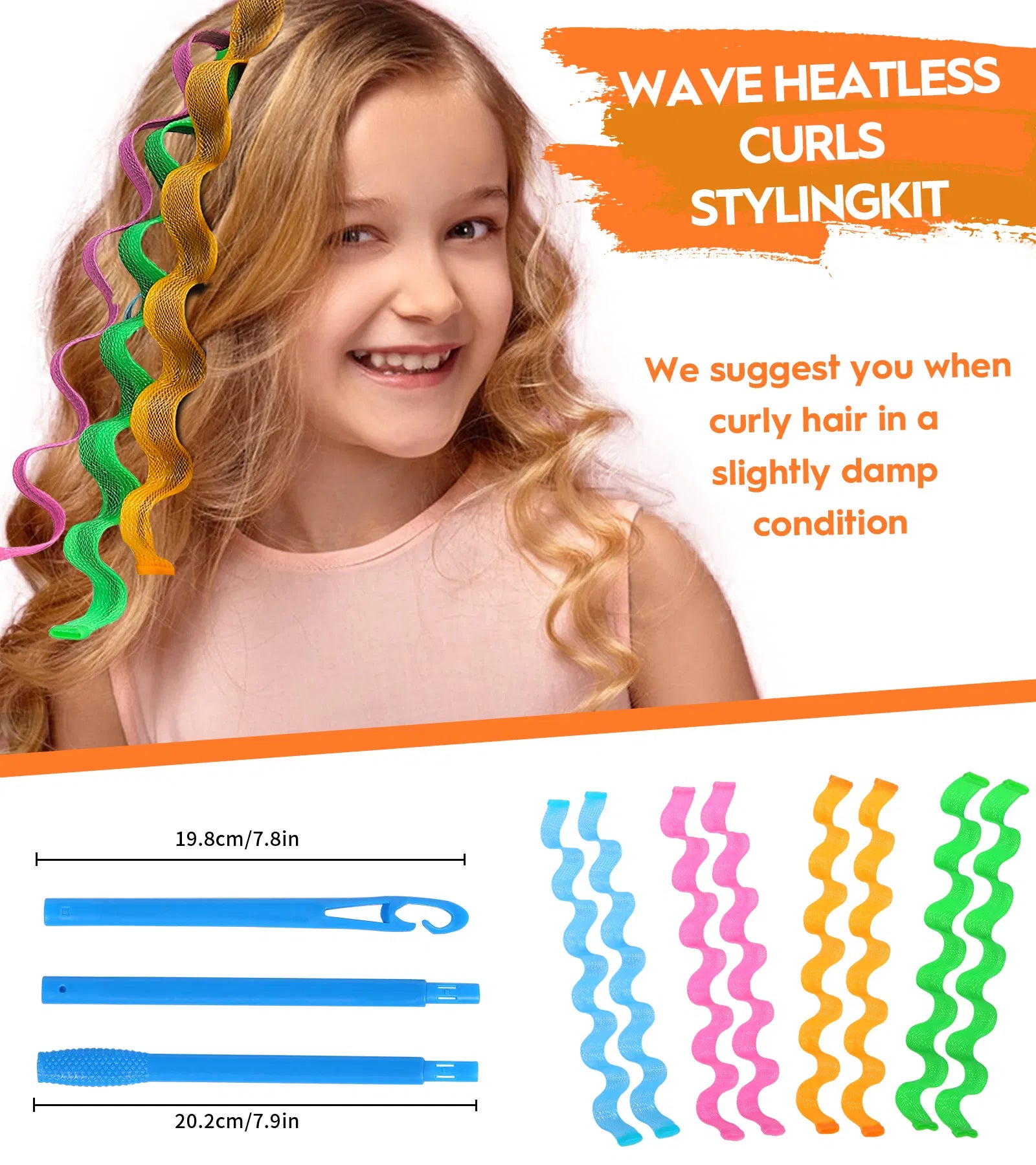 [vendor] 30 Pcs Heatless Hair Curlers Wave Curls Styling Kit With