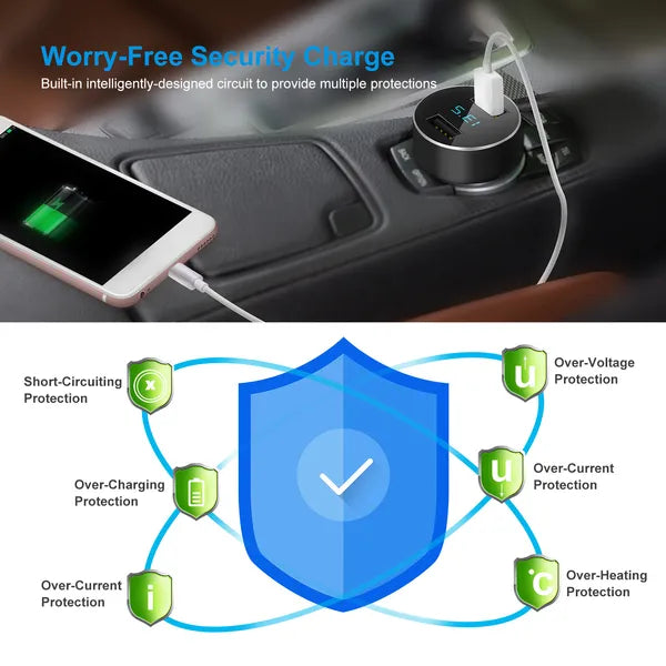 [vendor] Universal 15W/3.1A Dual USB Car Charger Adapter Aluminum