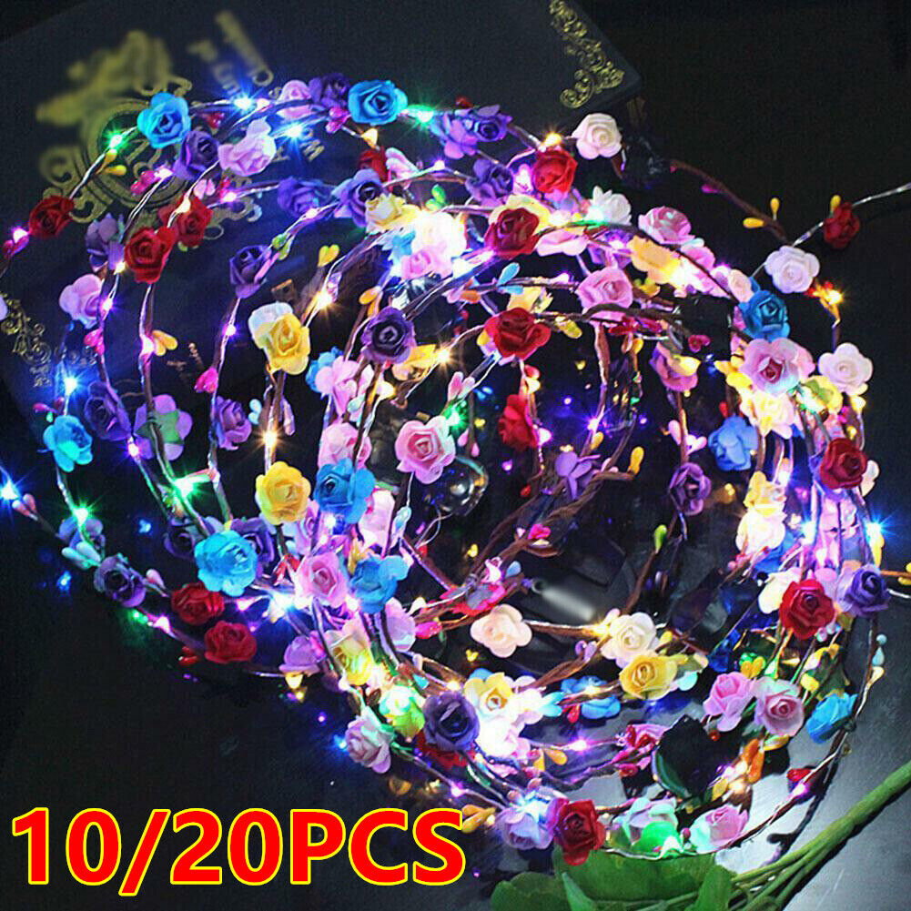 [vendor] 10-20 X LED Light Up Flower Floral Hairband Headband