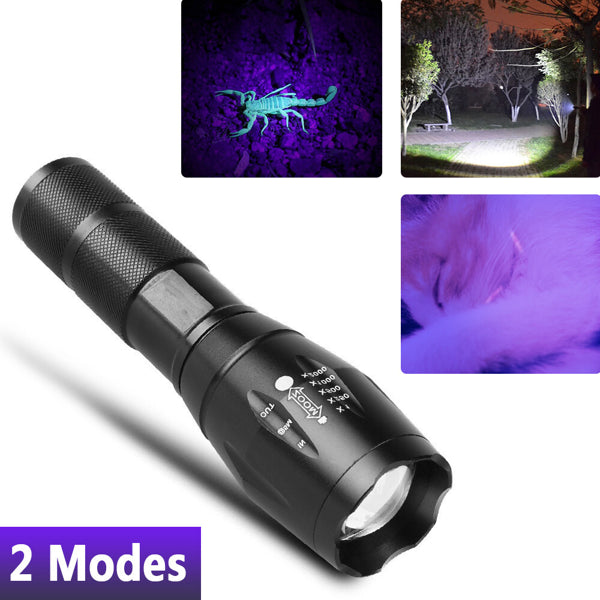 [vendor] 2 IN 1 LED Flashlight UV White Zoomable LED Flashlight