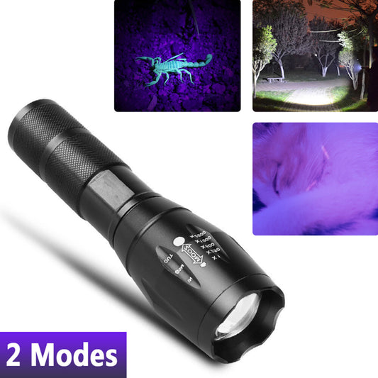 [vendor] 2 IN 1 LED Flashlight UV White Zoomable LED Flashlight