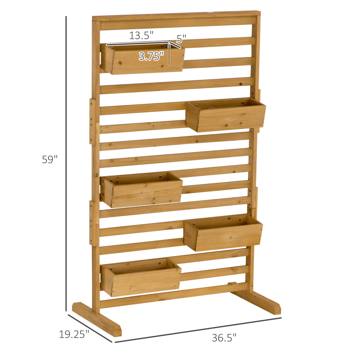 [vendor] Wooden Plant Trellis Stand with 5 Hanging Planter Boxes,