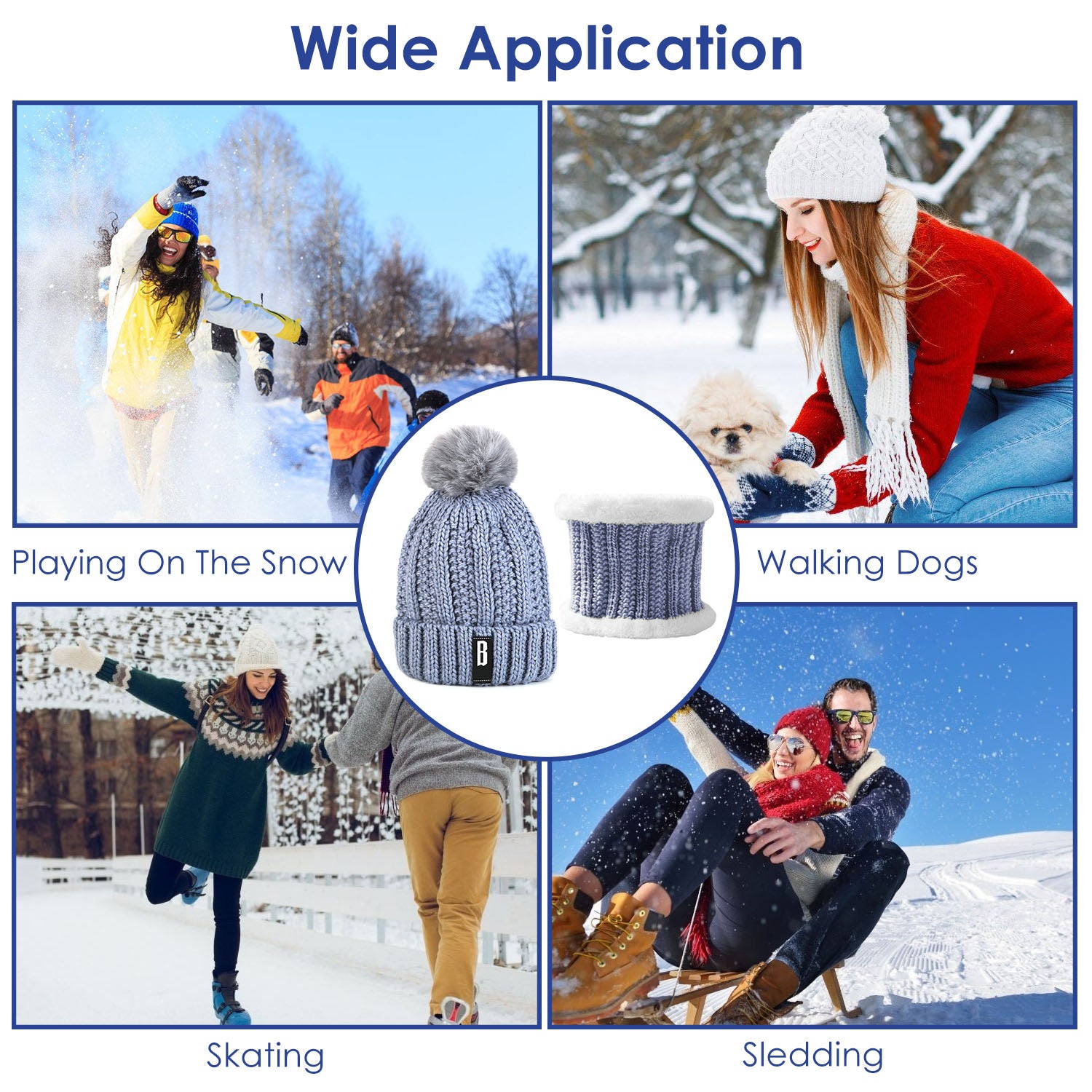 [vendor] 1Set Winter Beanie Hat Scarf Set Women Warm Knitting