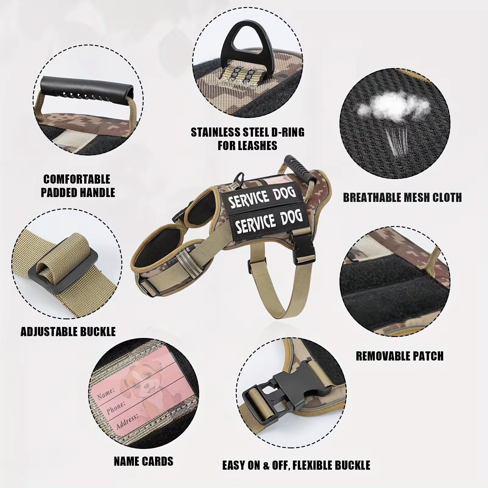[vendor] Tactical Service Dog Harness With Handle, No-Pull Adjustable