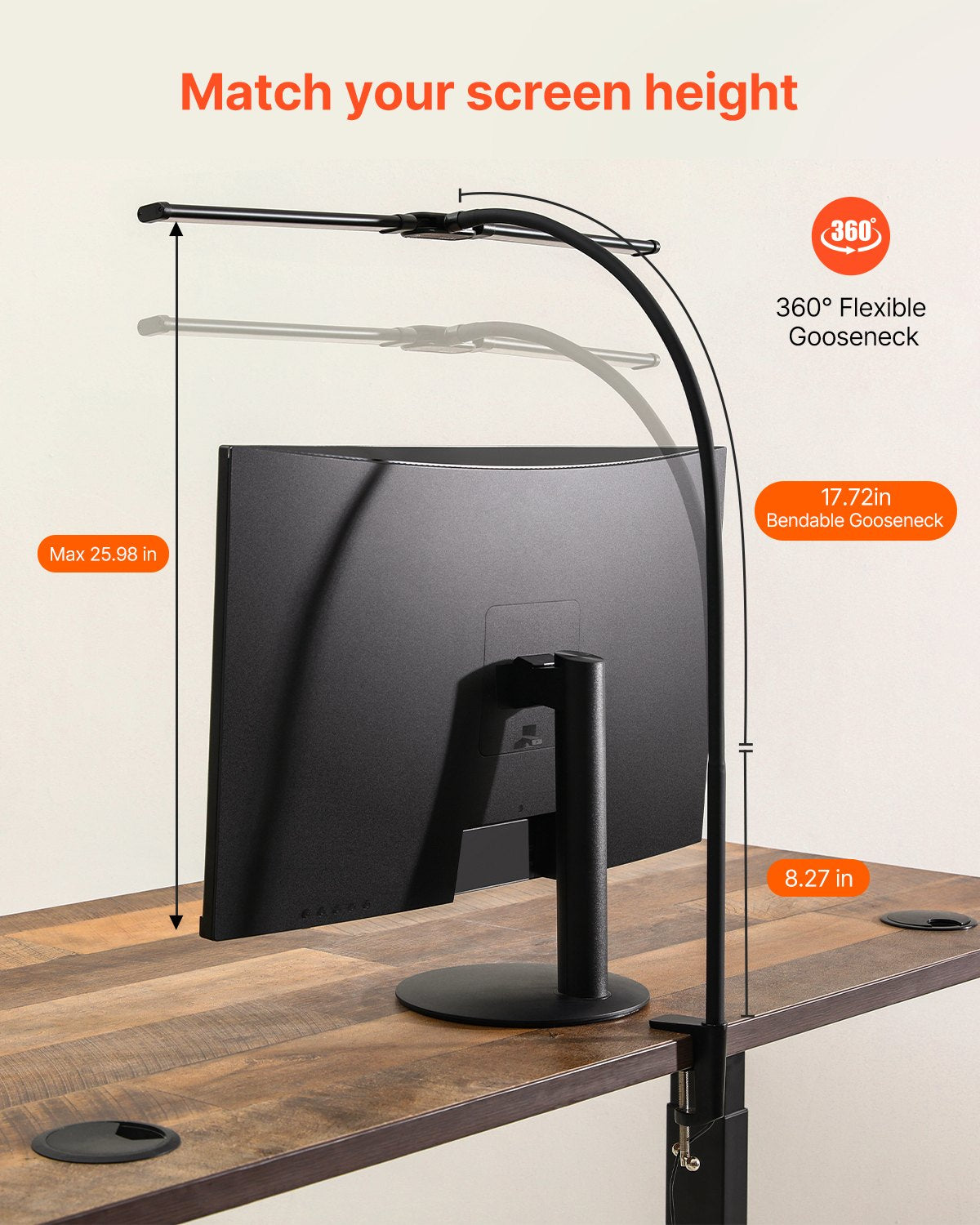 [vendor] LED Desk Lamp With Clamp, Double Head Architect Desk