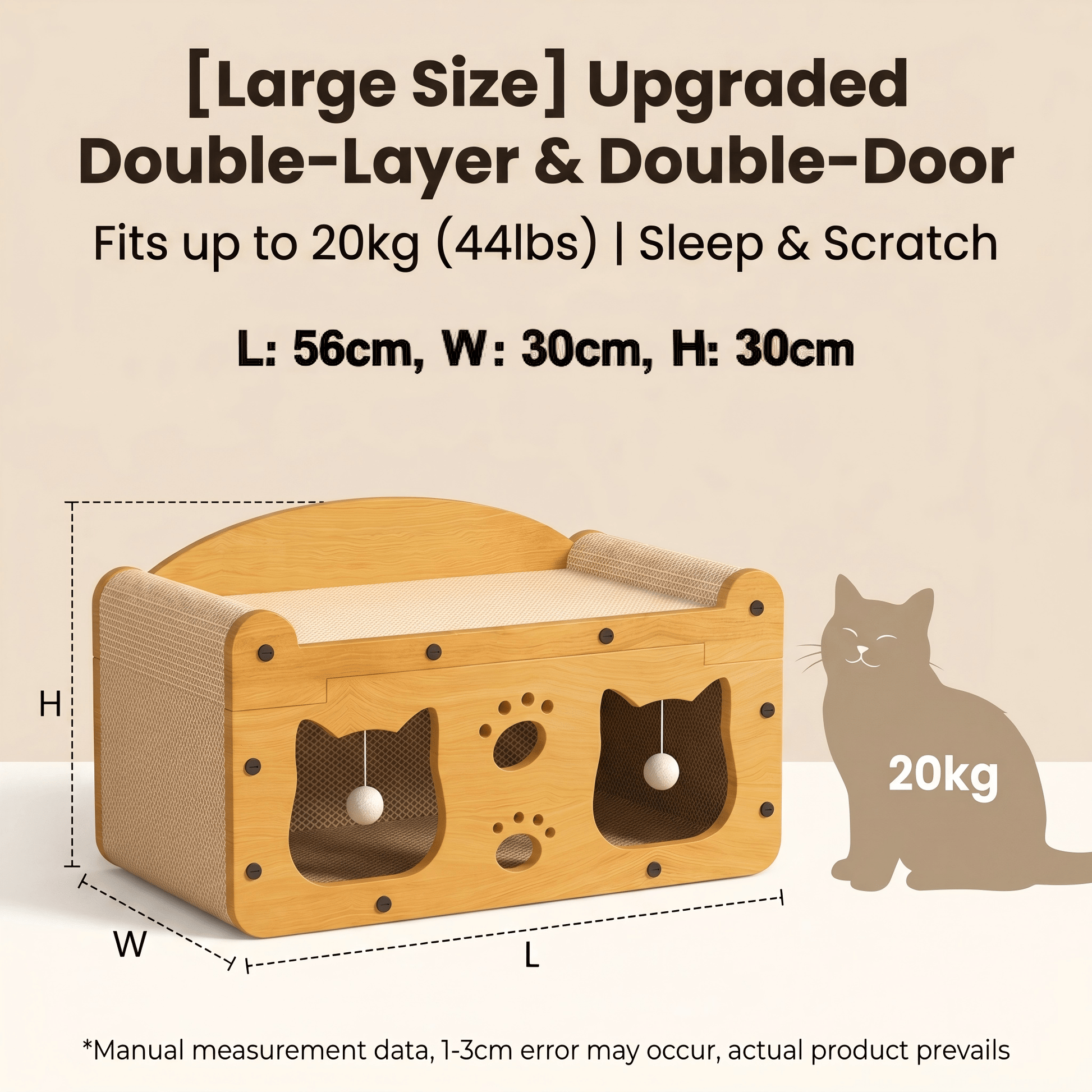 [vendor] Multi-Style Double-Layer Cat Scratcher House, 2-Tier Large Cat