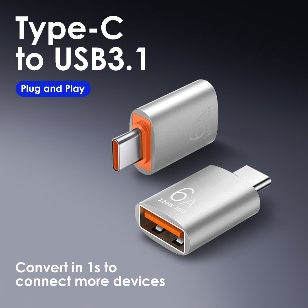 [vendor] 6A USB OTG Adapter USB 3.0 A Male To Type C Female