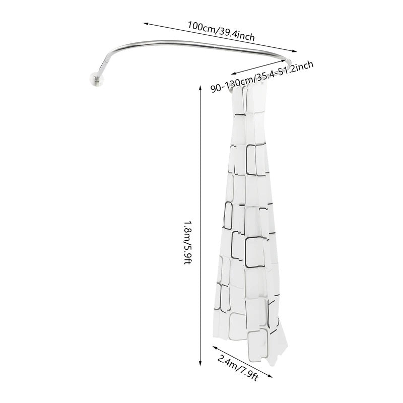 [vendor] U Shape Shower Curtain Rod Retractable 0.9-1.3m Home