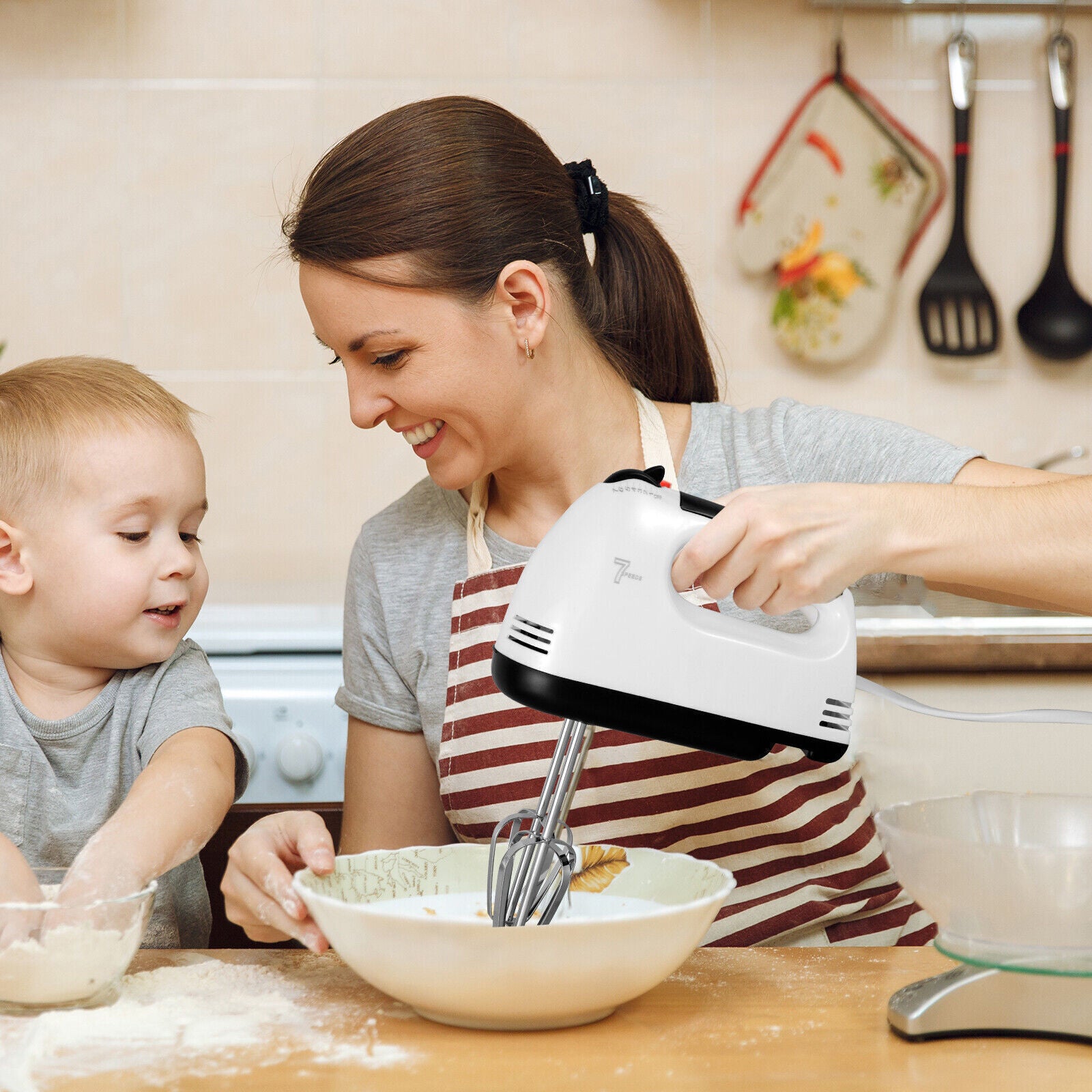 [vendor] Electric Handheld Whisk 7 Speed Hand Mixer Kitchen Egg