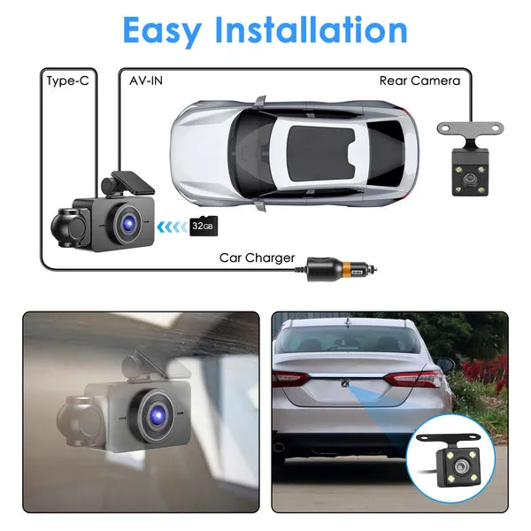 [vendor] WiFi FHD 1080P 3 Channel Car Dash Cam Front Rear Inside