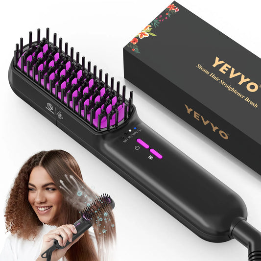 [vendor] Hair Straightener Brush, Ionic Plus Steam Straightening