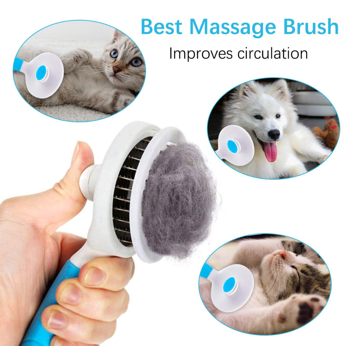 [vendor] Self Cleaning Slicker Brush - Cat Brush Skin-Friendly Deshedding