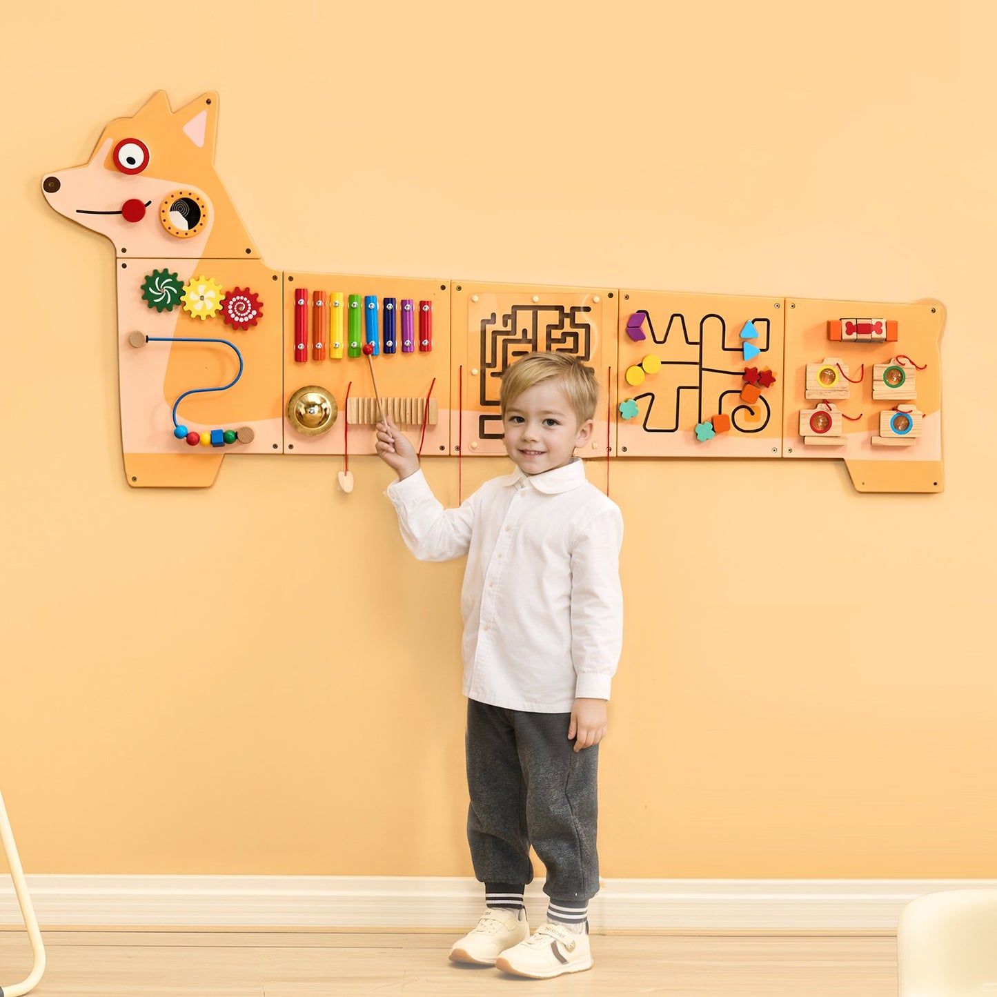[vendor] Puppy Activity Wall Busy Board Panels 12 Activities Sensory Wall Panel