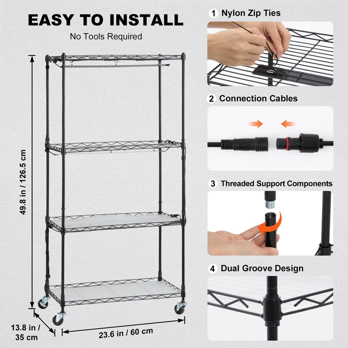 [vendor] Plant Stand With Grow Light, 4-Tier Plant Shelf With 45W