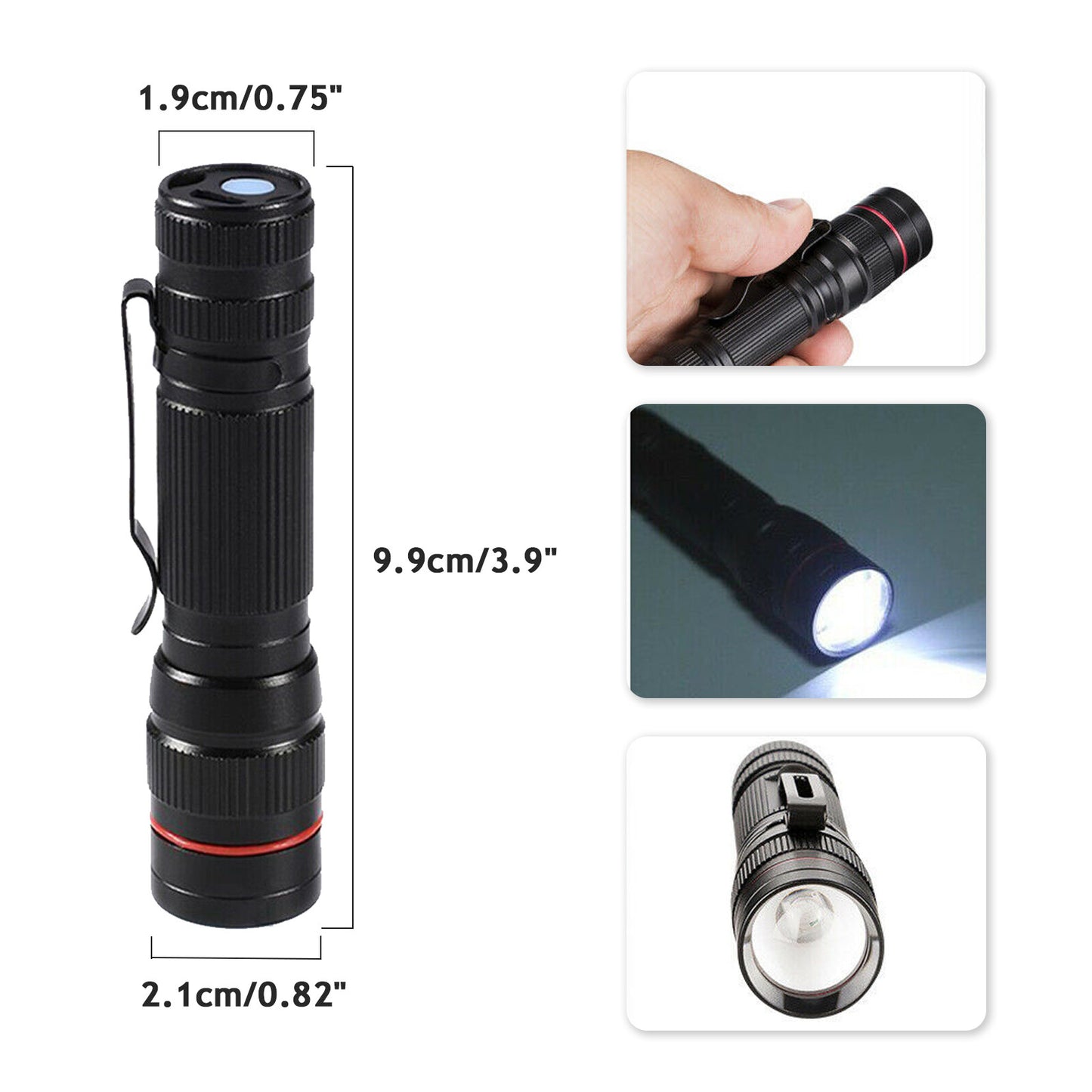 [vendor] LED Military Flashlight USB Rechargeable Tactical Zoom