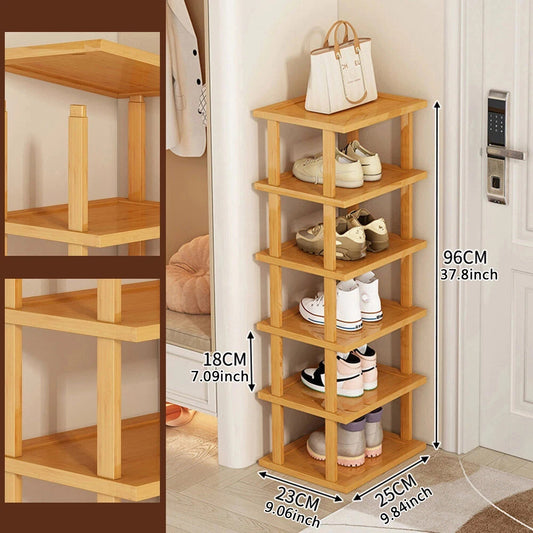 [vendor] 6-Tier Bamboo Shoe Rack - Vertical Space Saving Shoe