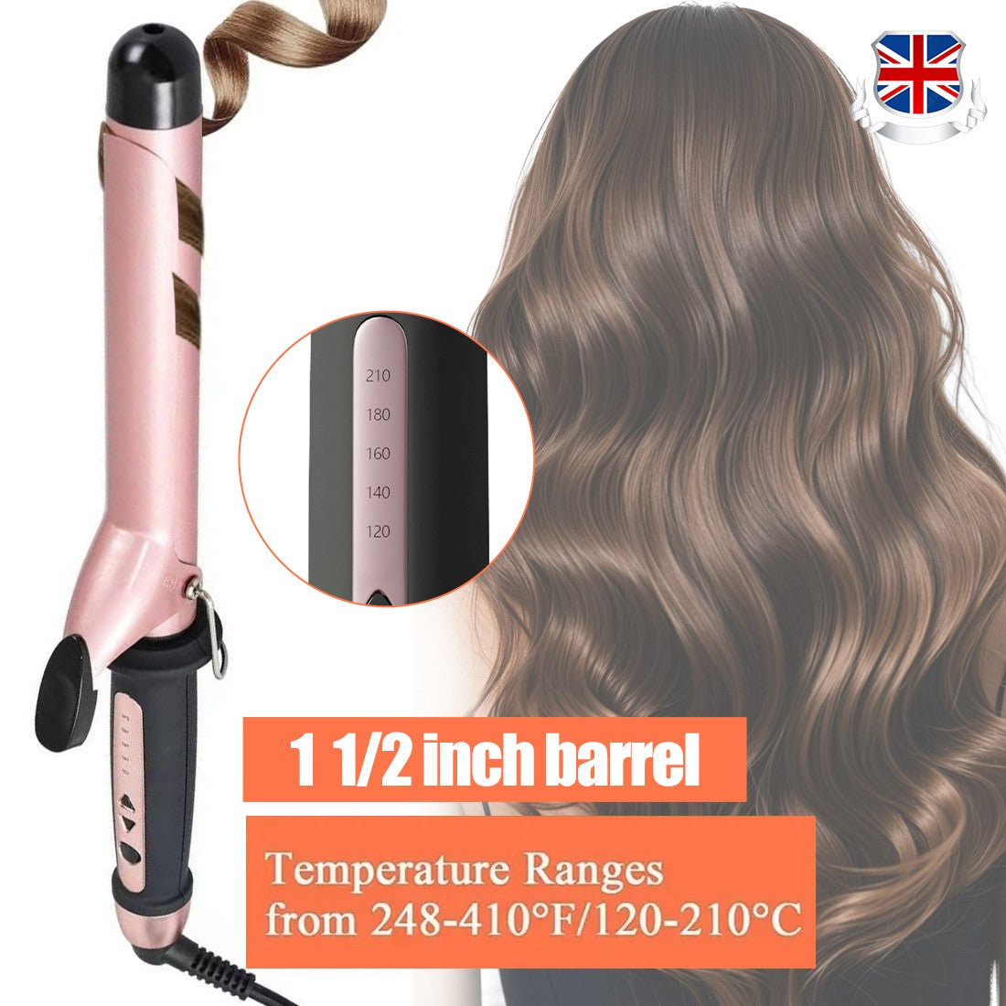 [vendor] Fast Heating Curling Wand 38mm Hair Curler Large Barrel