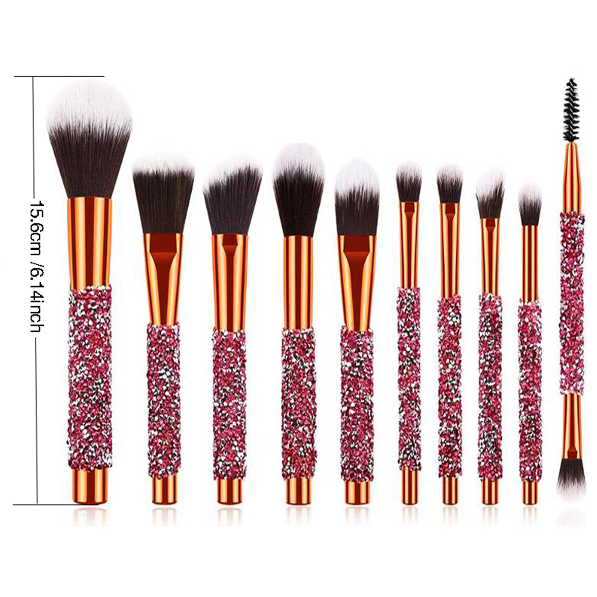 [vendor] 10Pcs Luxury Makeup Brush Set Diamond Rivet Handle