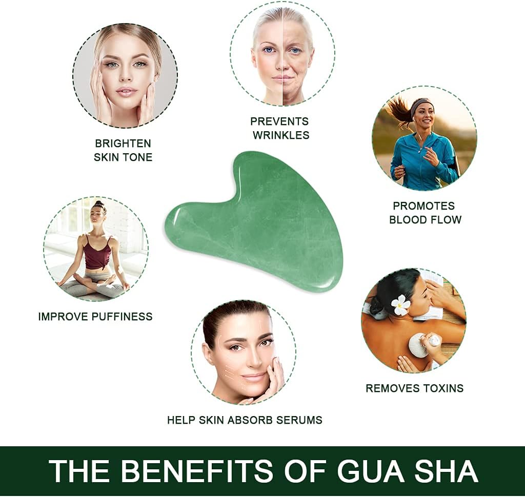 [vendor] Gua Sha Massage Tools & Rosehip Oil In One Set, Nature