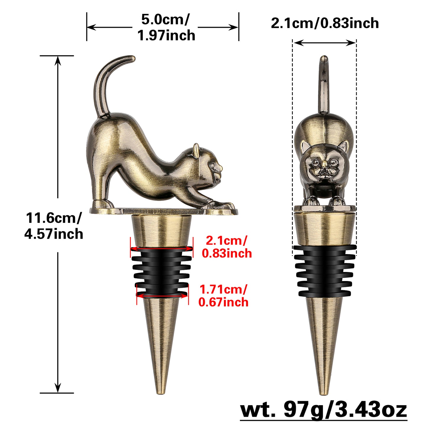 [vendor] Elegant Upturned Cat Shaped Red Wine Stopper Set With