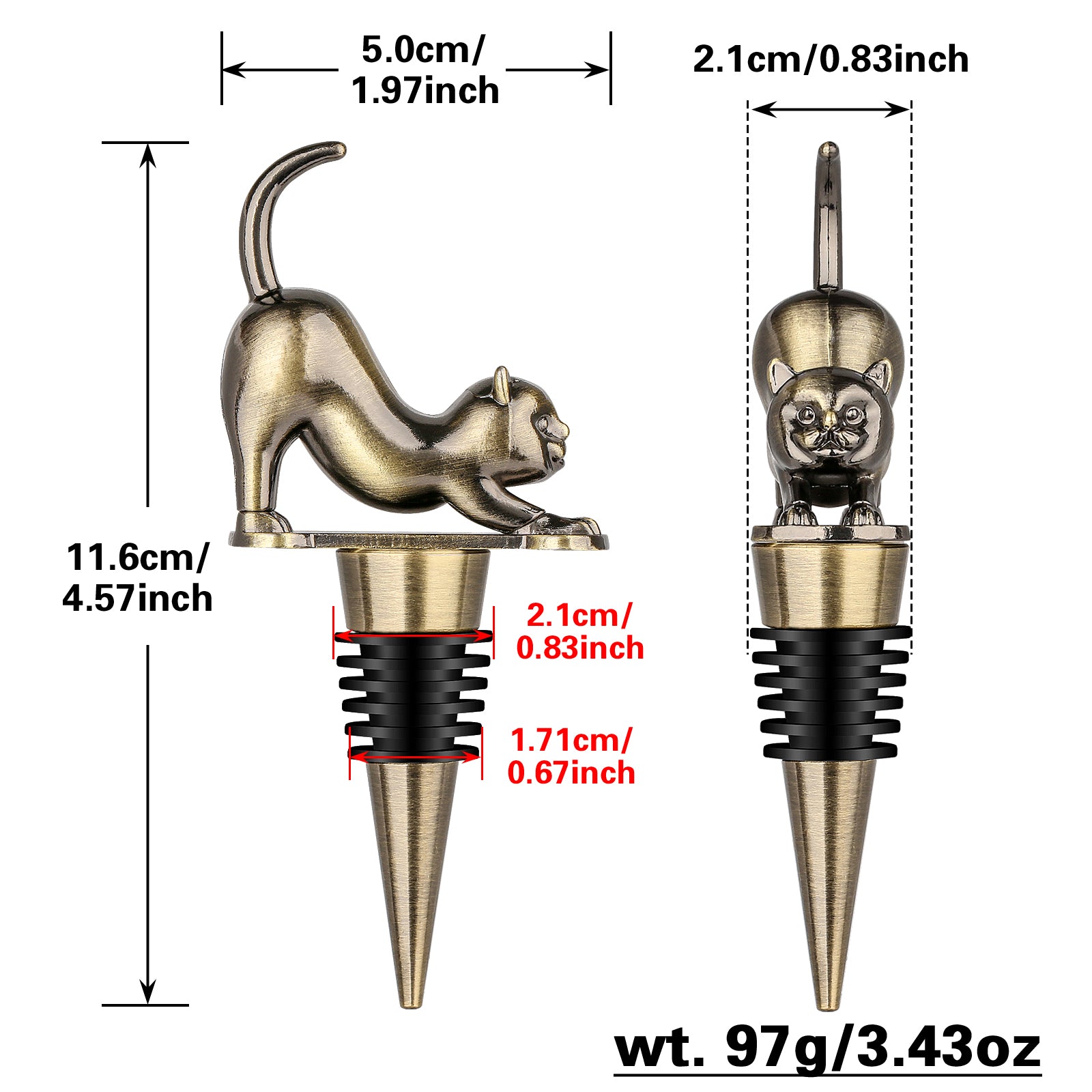 [vendor] Elegant Upturned Cat Shaped Red Wine Stopper Set With