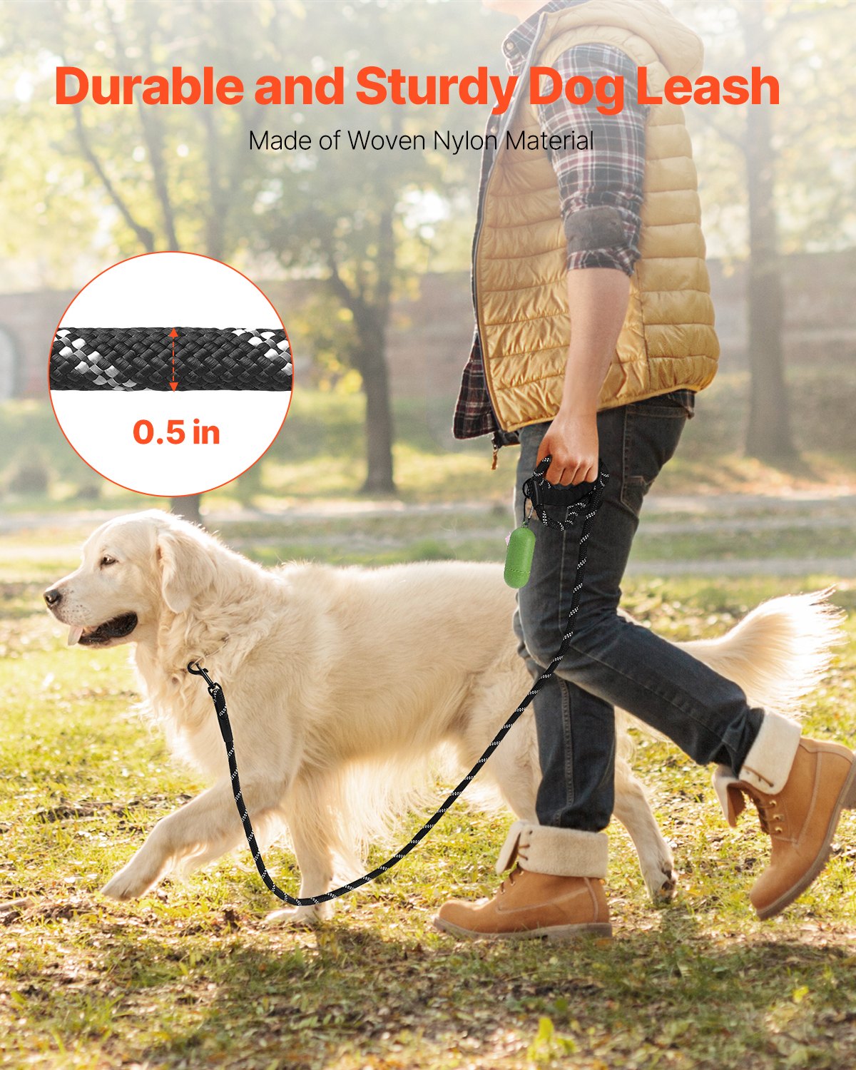 [vendor] Rope Dog Leash, 6ft Heavy Duty Dog Leash With Comfortable Padded