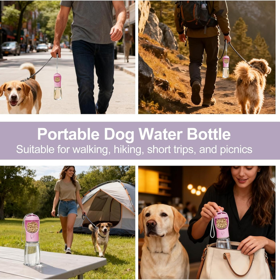 [vendor] Portable Dog Water Bottle With Food Container, Drinking Bottle For