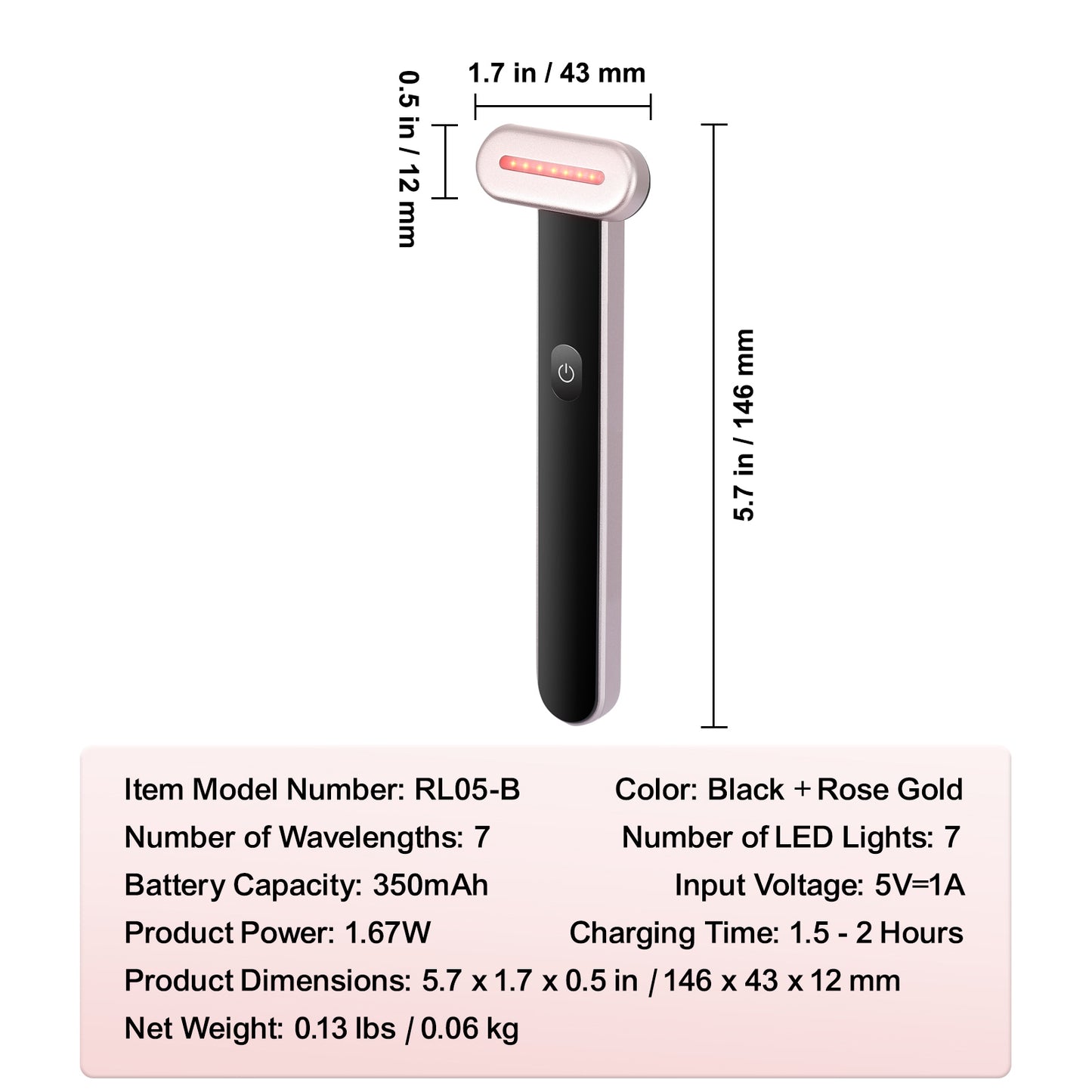 [vendor] VEVOR Red Light Therapy Wand For Face, 7Color LED Facial
