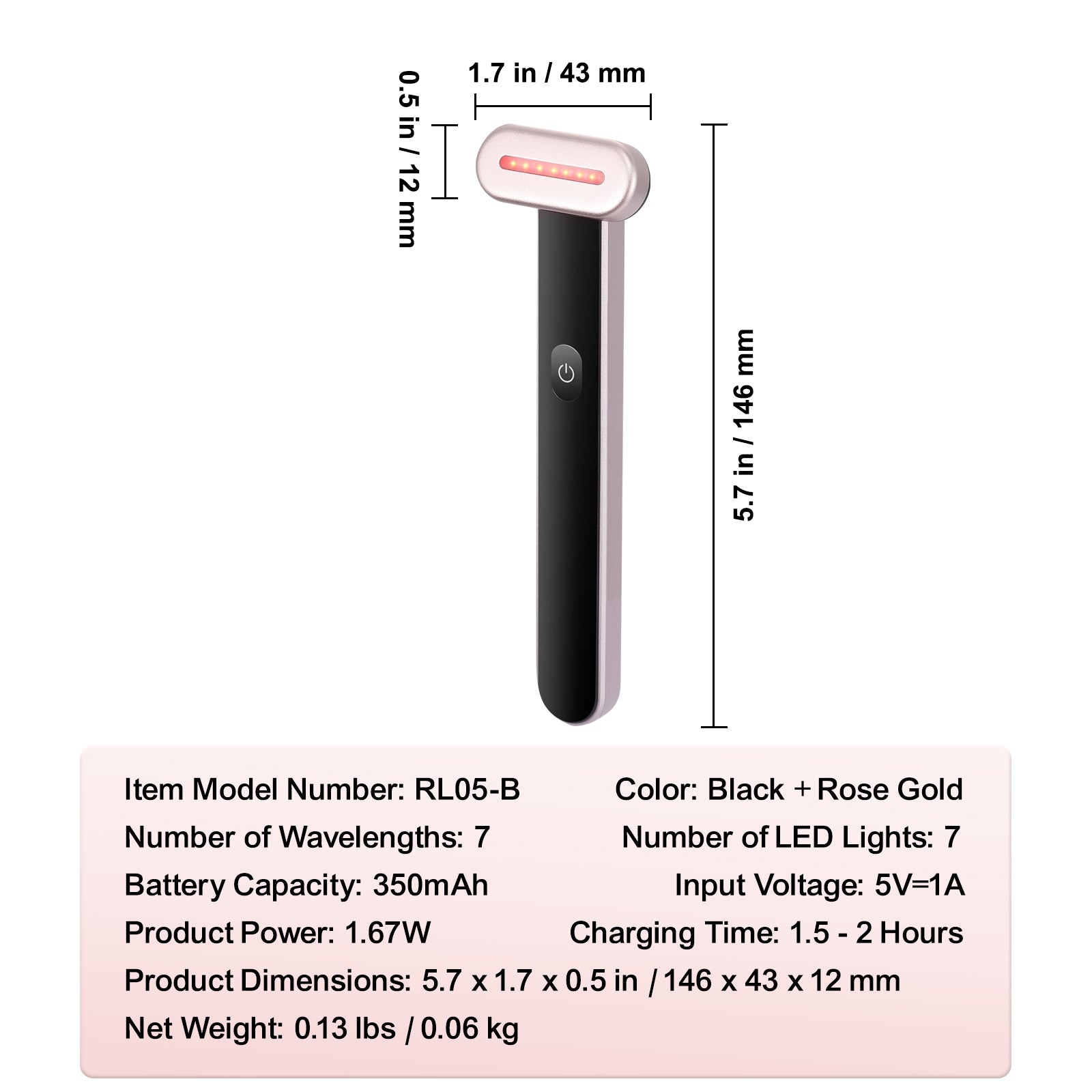 [vendor] VEVOR Red Light Therapy Wand For Face, 7Color LED Facial