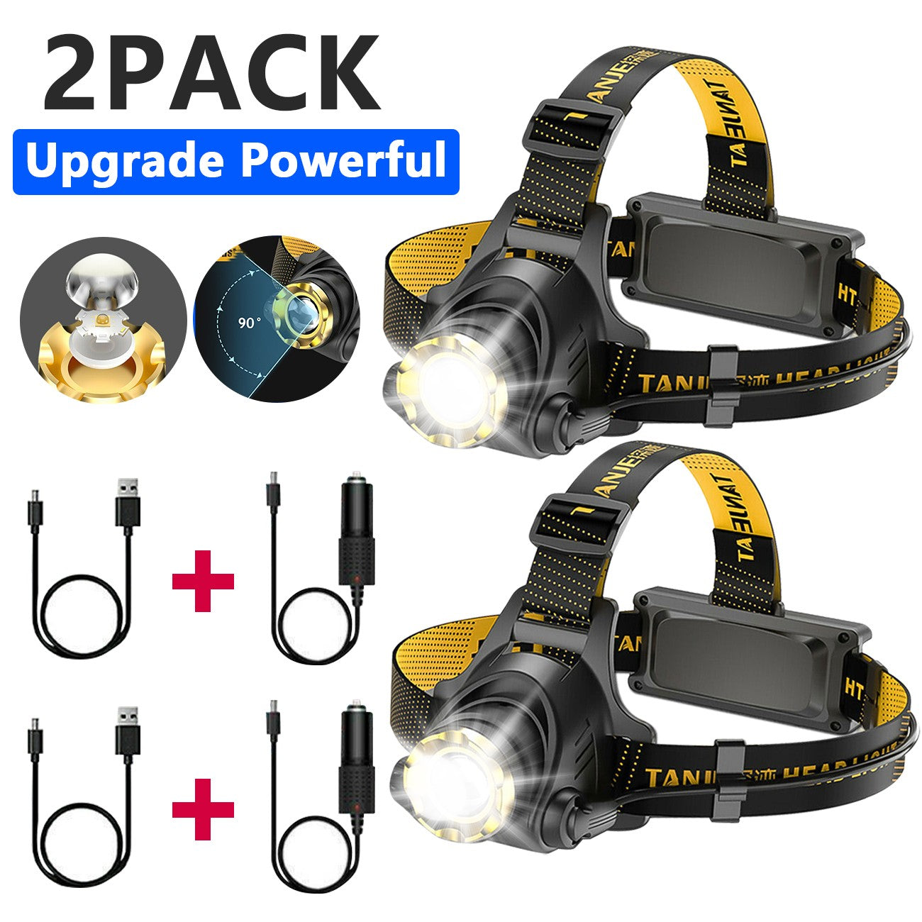 [vendor] LED Headlamp Rechargeable Head Torch Zoom Headlight Lamp