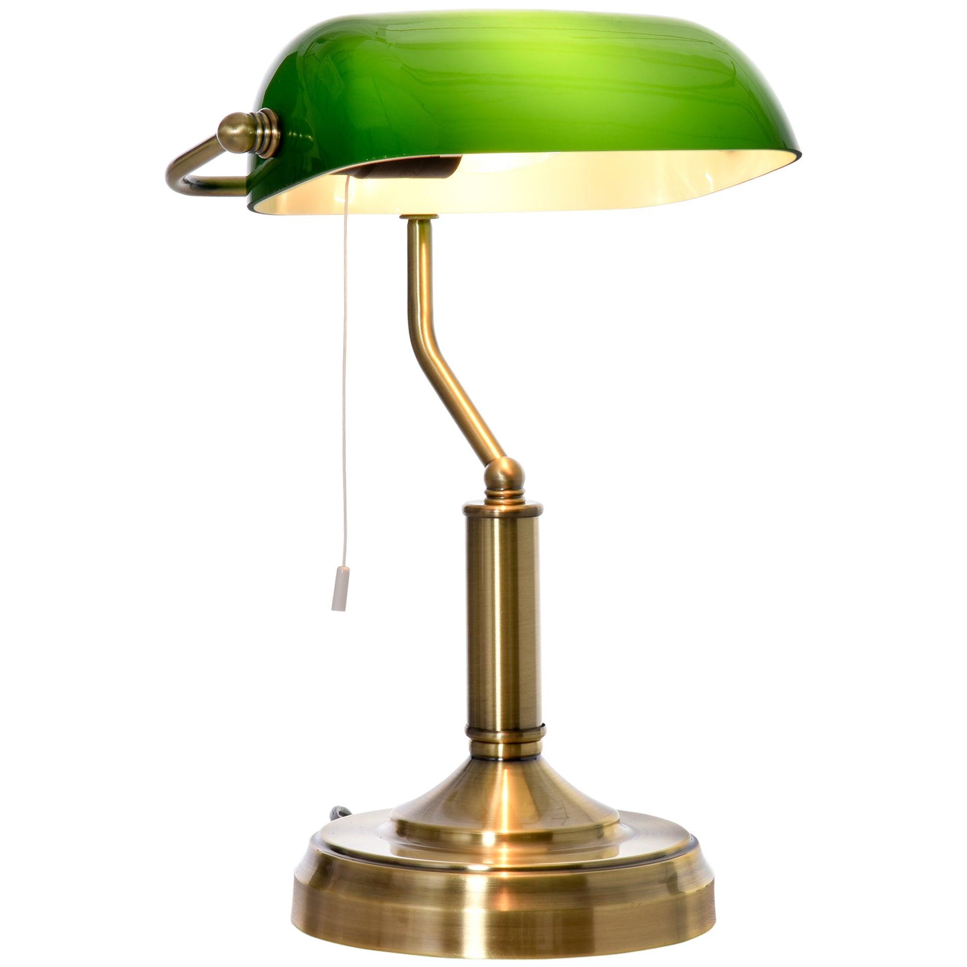 [vendor] Banker's Desk Lamp With Antique Bronze Tone Base, Table