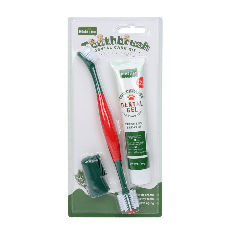 [vendor] Pet Toothpaste Toothbrush Set Cat And Dog Finger Stall Cleaning