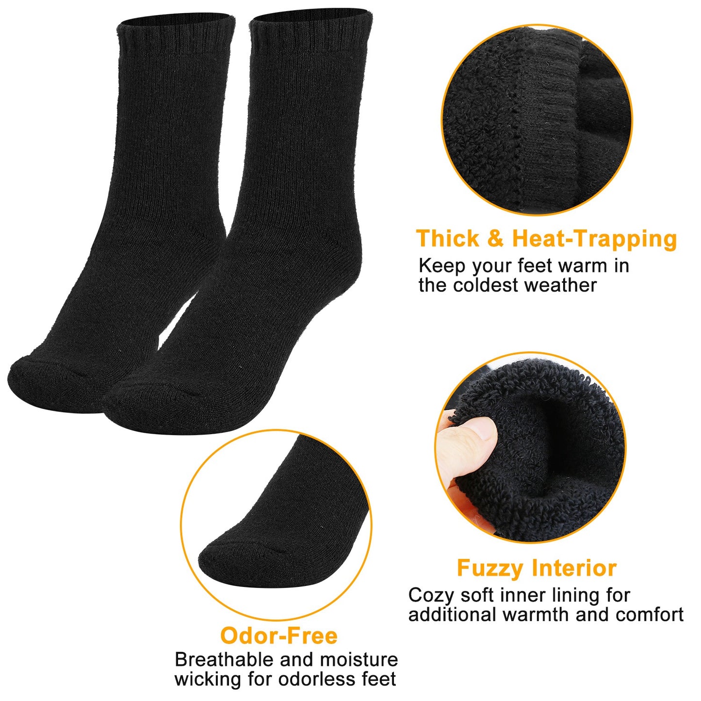 [vendor] 3 Color Options -- 3 Pairs Men Warm Wool Socks Soft Cozy