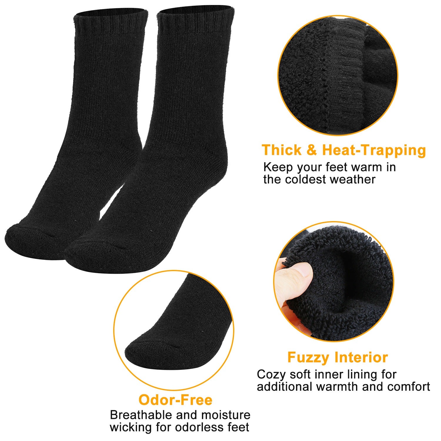 [vendor] 3 Color Options -- 3 Pairs Men Warm Wool Socks Soft Cozy