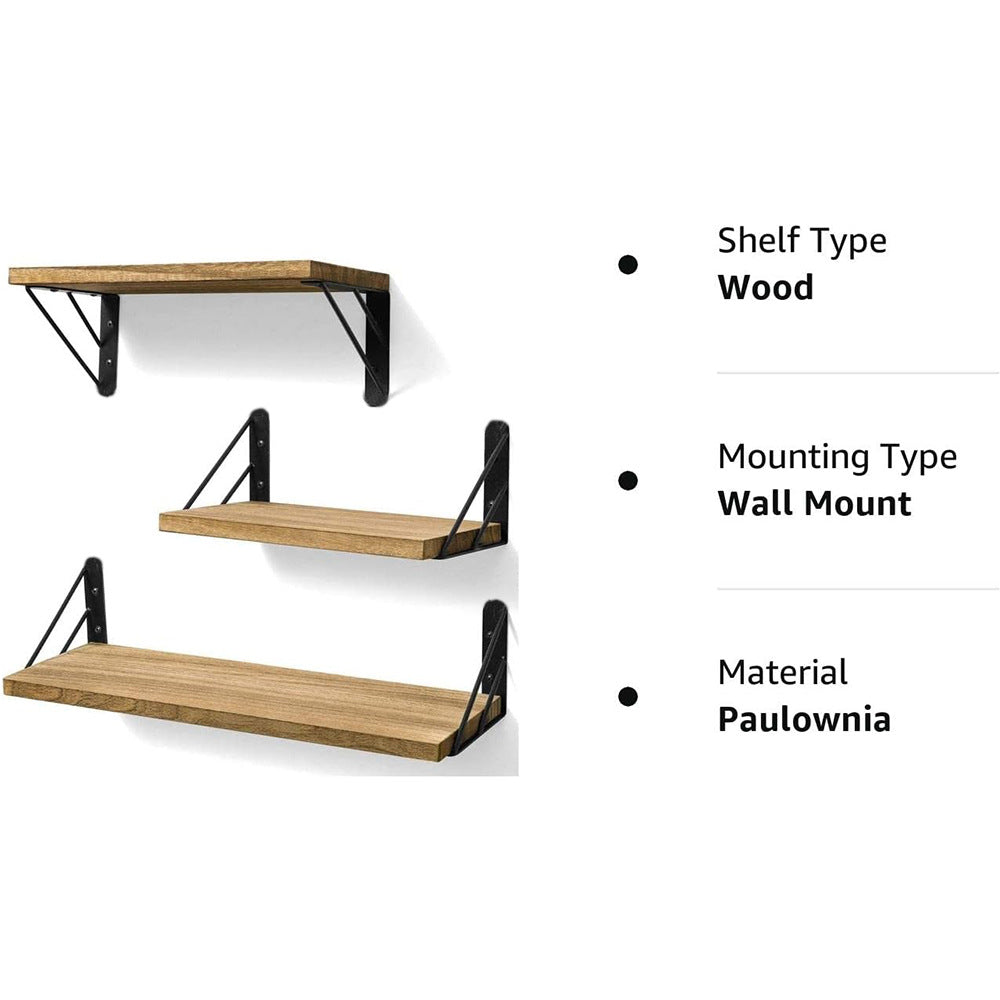 [vendor] 3x Wooden Floating Shelves Wall Mounted Display Storage