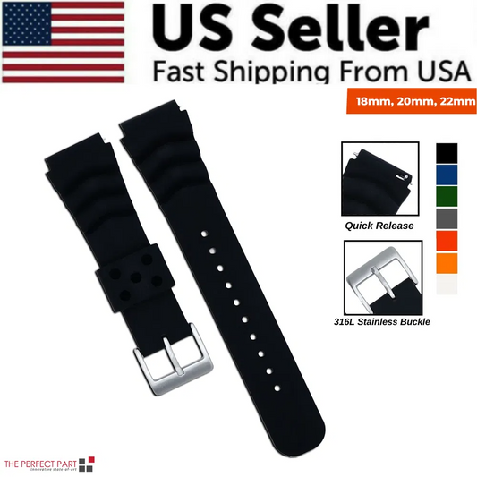 [vendor] 18mm 20mm 22mm Soft Silicone Watch Band Divers