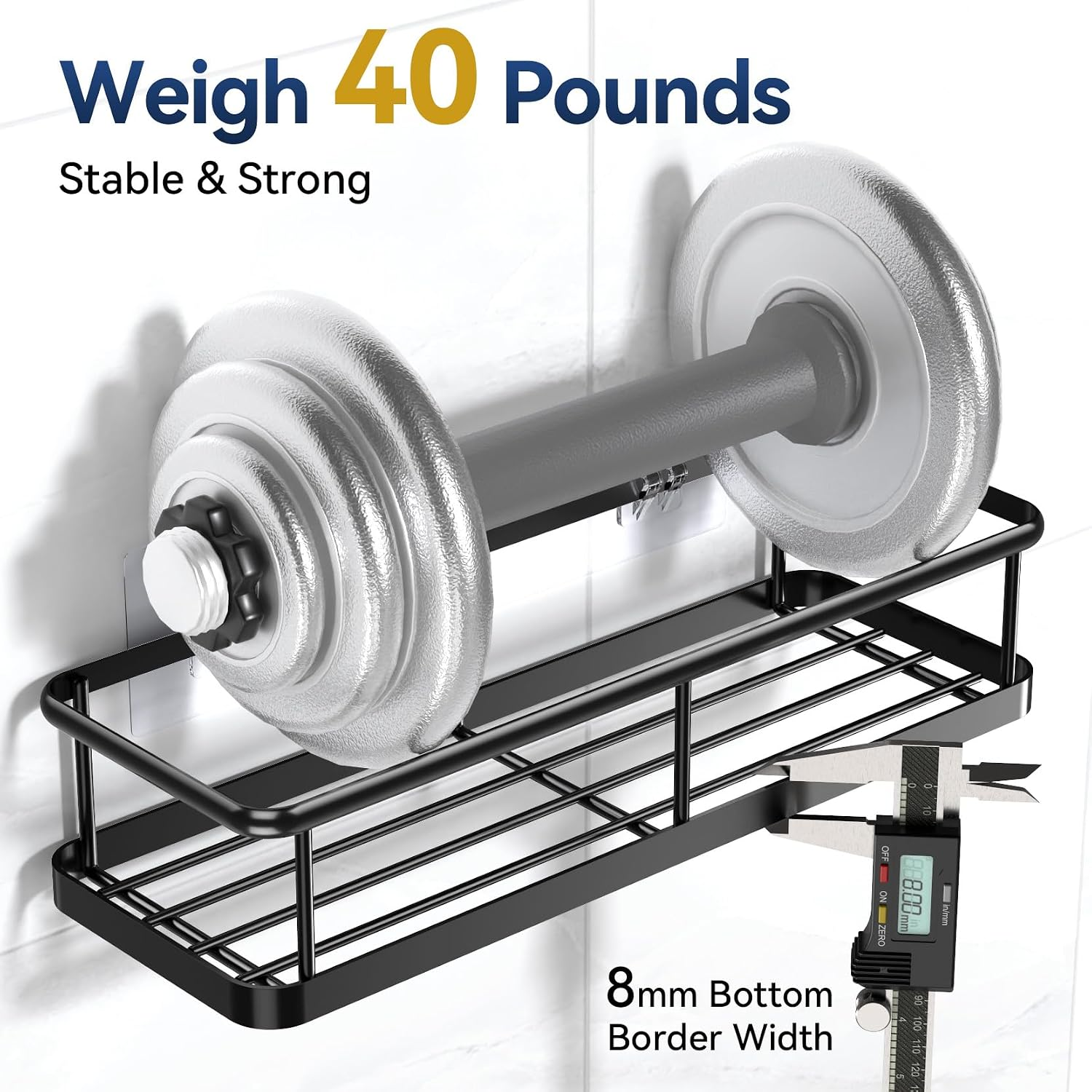 [vendor] 2 Pack Black Adhesive Shower Caddy Rustproof Large