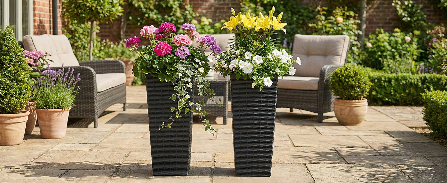 [vendor] 2pcs Resin Tall Plant Pots Large Tapered Flower Pots